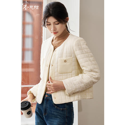 剩XL 米思阳 舒适箱型小香风短外套4232白色 商品图0