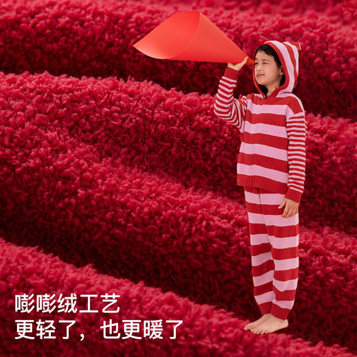 likeuu男女大童儿童红色半边绒家居服秋冬睡衣套装2025新款dr 商品图1
