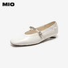 MIO米奥女鞋法式尖头褶皱2026春季新款低跟一字带玛丽珍粗跟单鞋M261426651 商品缩略图1