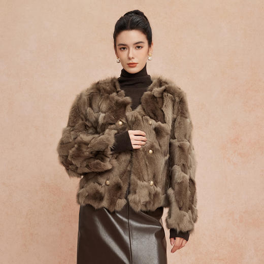 QP600斯尔丽25冬季气质名媛小香轻奢狐狸毛女士甜美温柔时尚短皮草外套 商品图2