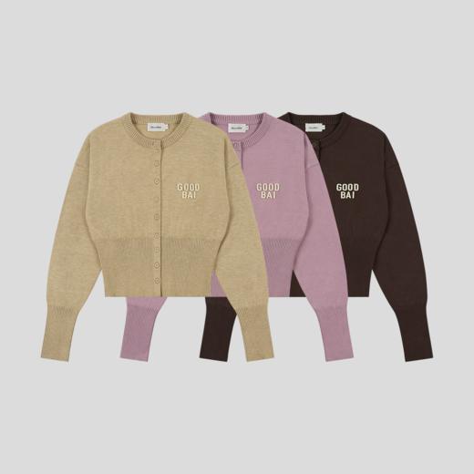 GOODBAI 秋冬新款圆领收腰长袖针织开衫 商品图1