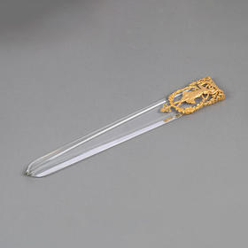 【已售】独角鹿西洋古董20世纪法国出品新艺术风格古典女神主题铜鎏金精雕装饰水晶翻书杖