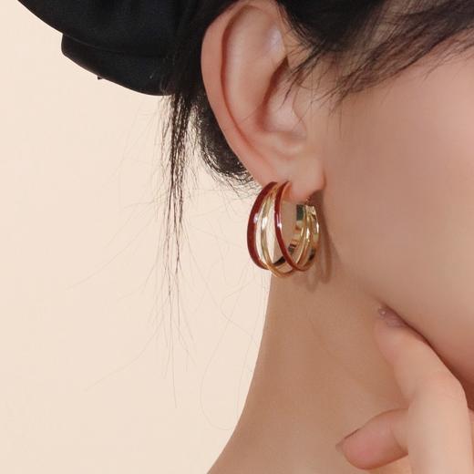 【红运】红色滴油耳环 商品图2