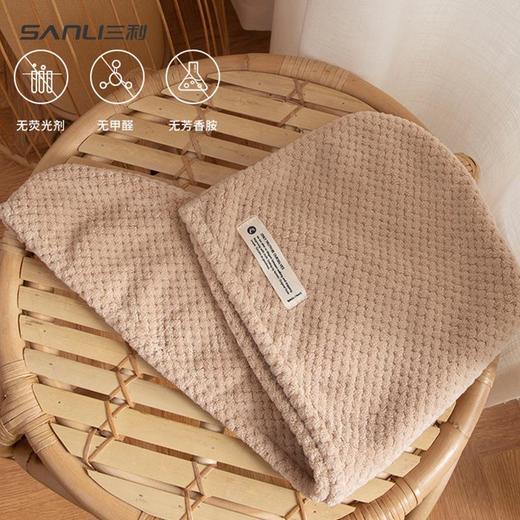 三利毛巾菠萝格干发帽珊瑚绒干发帽78g浴帽成人吸水女包头巾毛巾 商品图3