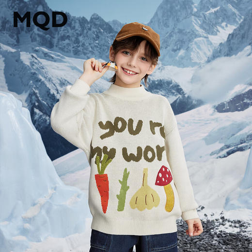 【MQD】男大童冬季学院风潮酷休闲字母保暖半高领毛衣 商品图0