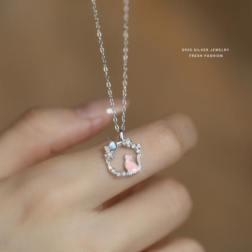 【月下灵猫】S925纯银炫彩项链【YXS-YA0543】 商品图1