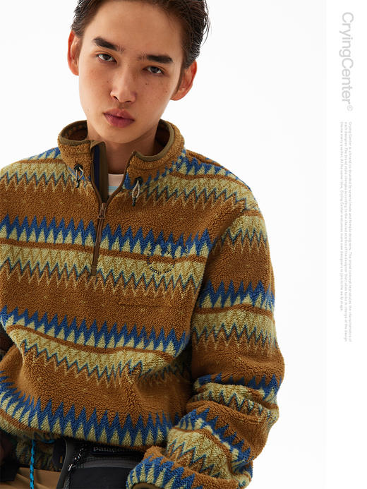 CryingCenter 循环图案摇粒绒立领抽绳套头卫衣 哭喊中心 商品图2