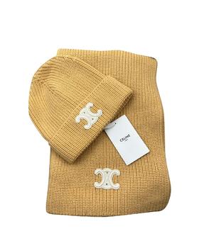 中性款羊毛针织帽围巾套装zh008