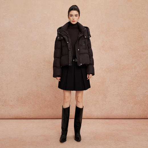 QR002斯尔丽25新款冬季连帽短款休闲面包服宽松加厚90绒时尚减龄羽绒服 商品图11