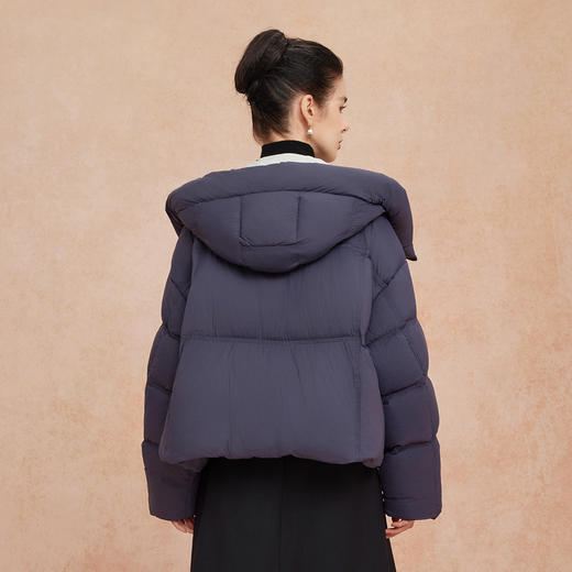 QR006斯尔丽25新款冬季连帽短款休闲面包服宽松加厚90绒时尚减龄羽绒服 商品图1