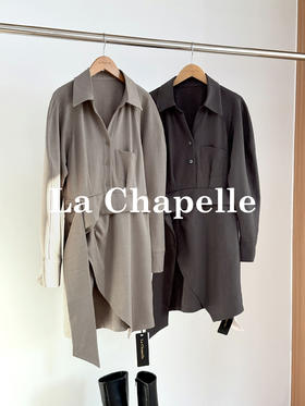 专柜实拍【智感/通勤时髦】拉夏贝尔/La Chapelle德曼通勤裙~高品质肌理衬衫不规则连衣裙