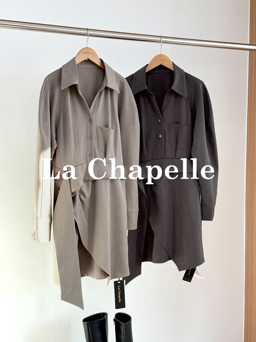 会员福利【智感/通勤时髦】拉夏贝尔/La Chapelle德曼通勤裙~高品质肌理衬衫不规则连衣裙 商品图2