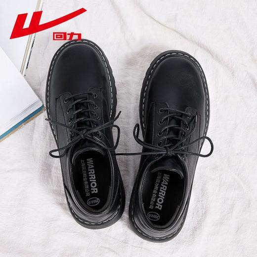 回力男鞋子2025秋季新款英伦风韩版潮流休闲皮鞋黑色厚底小皮鞋男 商品图4