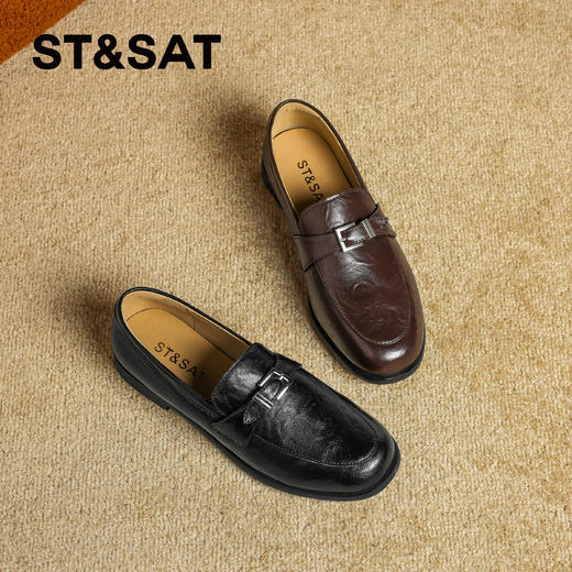 星期六26春新款英伦风扣带一脚蹬乐福鞋SSE1112C0W 商品图1