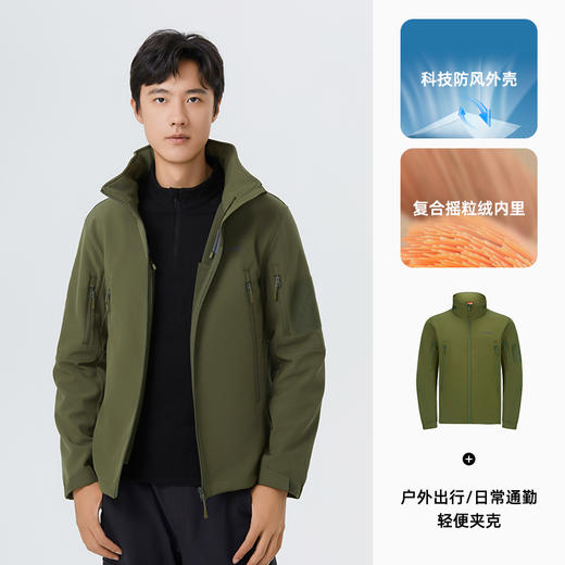 +【乐粉专属】SCALER/思凯乐户外男防风防泼水软壳衣加绒保暖休闲通勤F2914501 商品图0