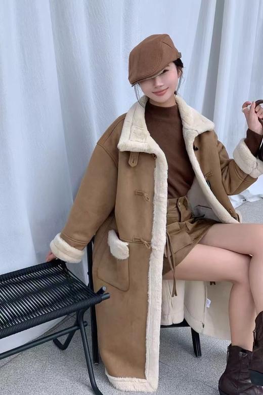 LNNNS 牛角扣皮毛一体加厚中长款外套 21748 商品图0