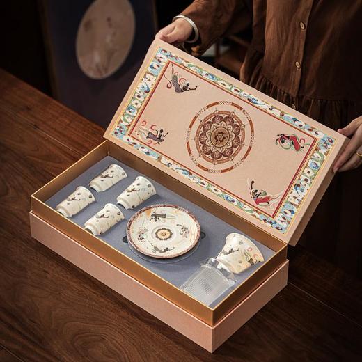 敦煌文创官方出品，线下门店同款！【敦煌飞花映沙系列】（苏打釉 + 窑变）摸得到鸣沙山细沙感， 单人瓷器咖啡杯/茶壶6件套茶器/盖碗7件套茶器 商品图10