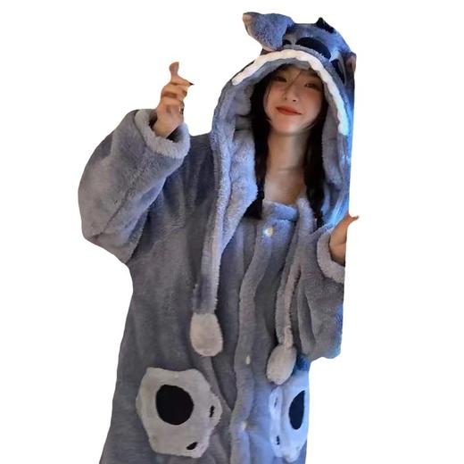 珊瑚绒卡通睡衣秋冬季甜美可爱女加厚加绒冬季情侣睡袍保暖长款 商品图4