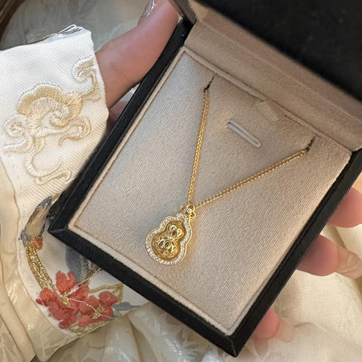 【吉瑞·卷草纹葫芦纯银项链】敦煌轻奢s925纯银国风项链 新款可转动如意葫芦纯银锁骨项链 商品图1