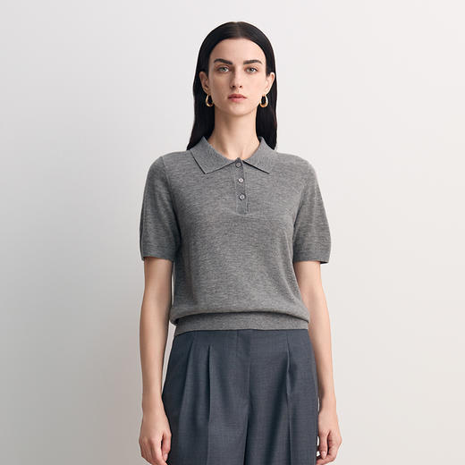 EITIE爱特爱POLO领100%绵羊毛柔软舒适时尚减龄针织衫8501206 商品图2