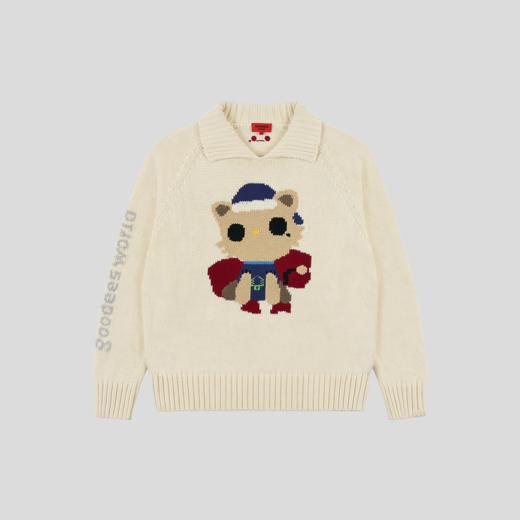 GOODBAI GOODEES 秋冬新款加厚机器小猫翻领毛衣 商品图2