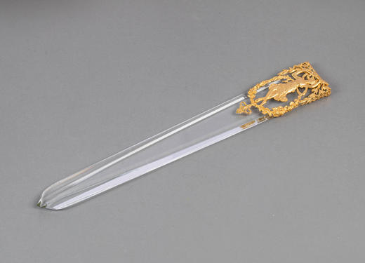 【已售】独角鹿西洋古董20世纪法国出品新艺术风格古典女神主题铜鎏金精雕装饰水晶翻书杖 商品图1