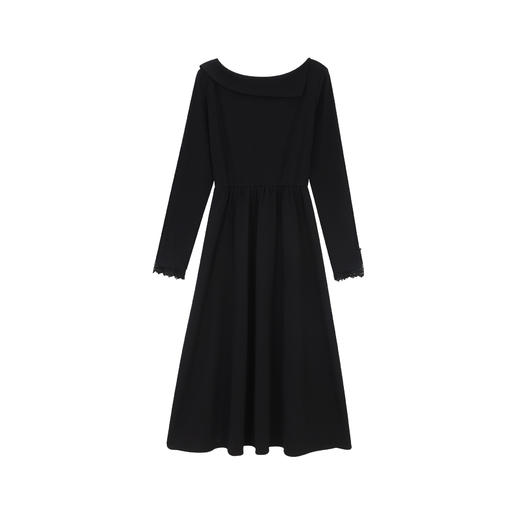 鹿向南「智性薄雾」法式气质通勤女秋季新款显瘦黑色长袖连衣裙DYL663043 商品图2