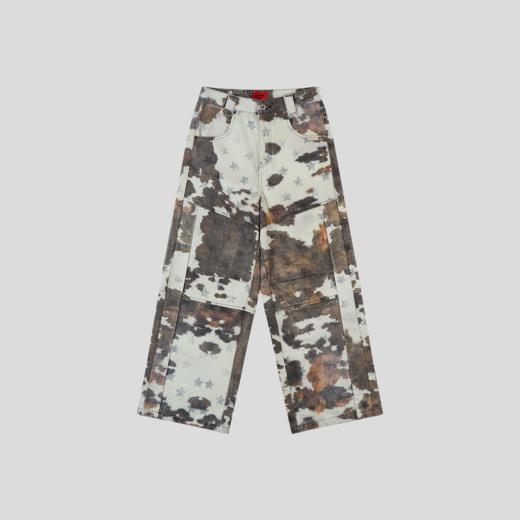 GOODBAI GOODEES 新款五角星铆钉奶牛纹直筒裤 商品图1