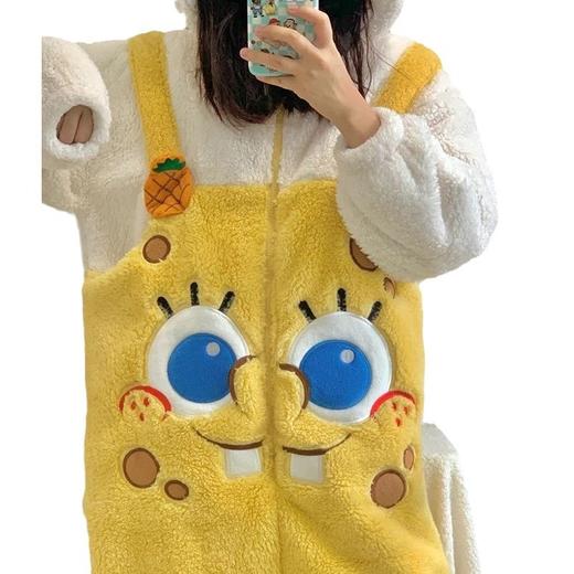 小浣熊男女款冬季睡袍珊瑚绒加厚加绒长款连体家居服套装厂家直销 商品图4