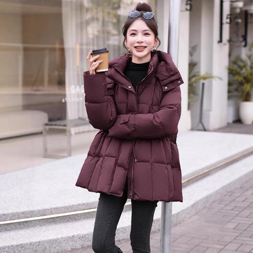 新国标90白鸭绒加肥加大码胖mm200斤中长款收腰显瘦羽绒服女2521 商品图0