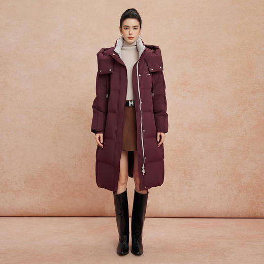 QR008斯尔丽25新款冬季连帽长款休闲面包服宽松加厚90绒时尚减龄羽绒服 商品图3