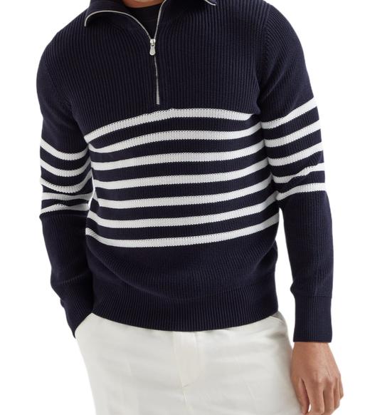 男款条纹半拉链针织毛衣la006 商品图3
