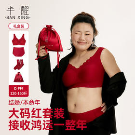 *【半醒】本命年puls内衣礼盒4件套荣耀红限定文胸无痕内裤羊毛保暖袜循环收纳袋