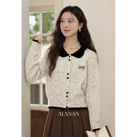 鹿向南【松枝积絮】秋季新款韩系慵懒气质假两件针织衫长袖上衣女J11516 商品图0