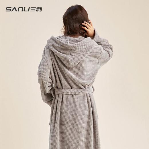 三利毛巾菠萝格情侣款浴袍新款珊瑚绒成人浴袍美容院汗蒸月子浴袍 商品图2