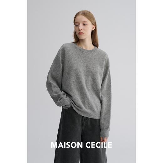 MAISON CECILE 两色|宽松中性卫衣感重工耗时廓形简约松弛针织毛衣 商品图1