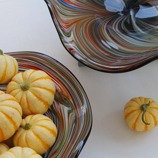 北欧创意轻奢风手工琉璃花边大口果盘样板间高档不规则异形装饰盘 商品图2