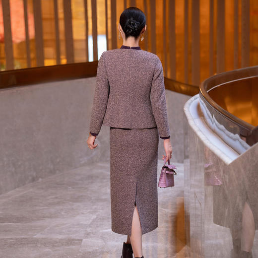 YBY 964H93毛呢小香风套装裙时尚修身连衣裙气质减龄羊毛两件套裙 商品图3