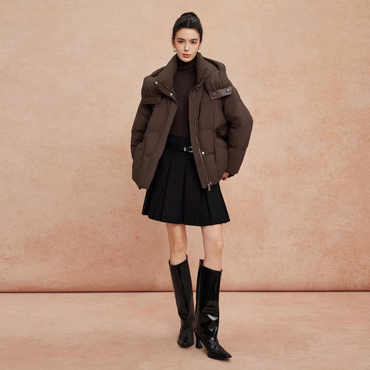 QR007斯尔丽25新款冬季连帽一手长款休闲面包服宽松加厚90绒减龄羽绒服 商品图7