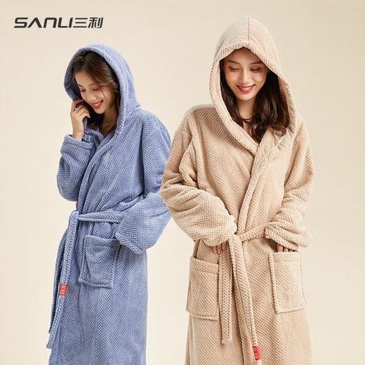 三利毛巾菠萝格情侣款浴袍新款珊瑚绒成人浴袍美容院汗蒸月子浴袍 商品图0