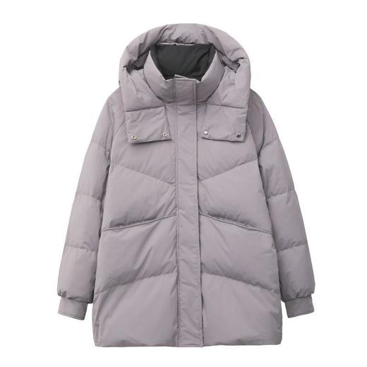 新国标90白鸭绒加肥加大码胖mm200斤中长款撞色拼接羽绒服女2504 商品图4