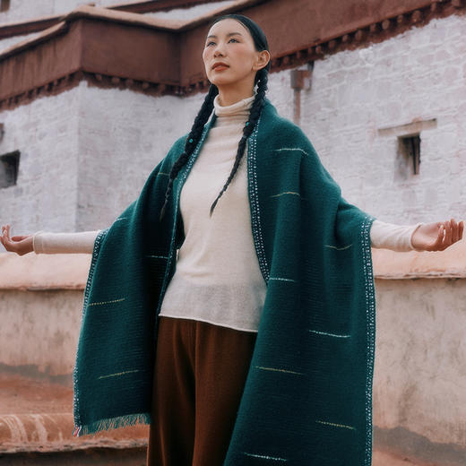 羊绒手工氆氇艺术浮线手捻围巾 SJF97P752A  SJF97P752N 商品图1