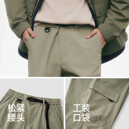 森马休闲裤男春季宽松直筒工装裤户外机能长裤大口袋微皱纹理裤子 商品图3