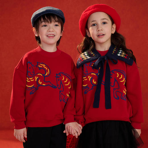 严选 | 棉花堂奥粒绒加绒针织圆领卫衣 马年年衣 商品图4