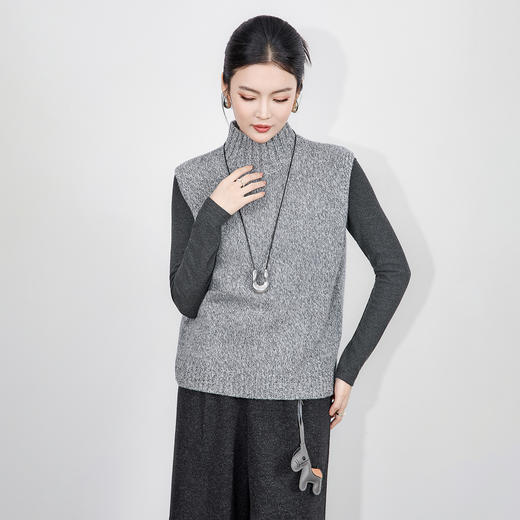 「高货wl」全新升级【铂金会员238/天猫319/差价81】(00816)洛诗琳纯羊毛高领针织马甲2025秋冬新款复古叠穿背心上衣 商品图2