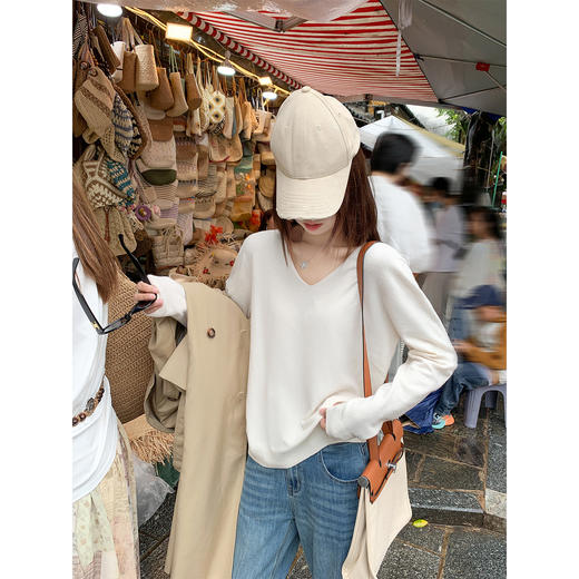 【149元任选2件】现货！ 韩系V领长袖针织衫 商品图1