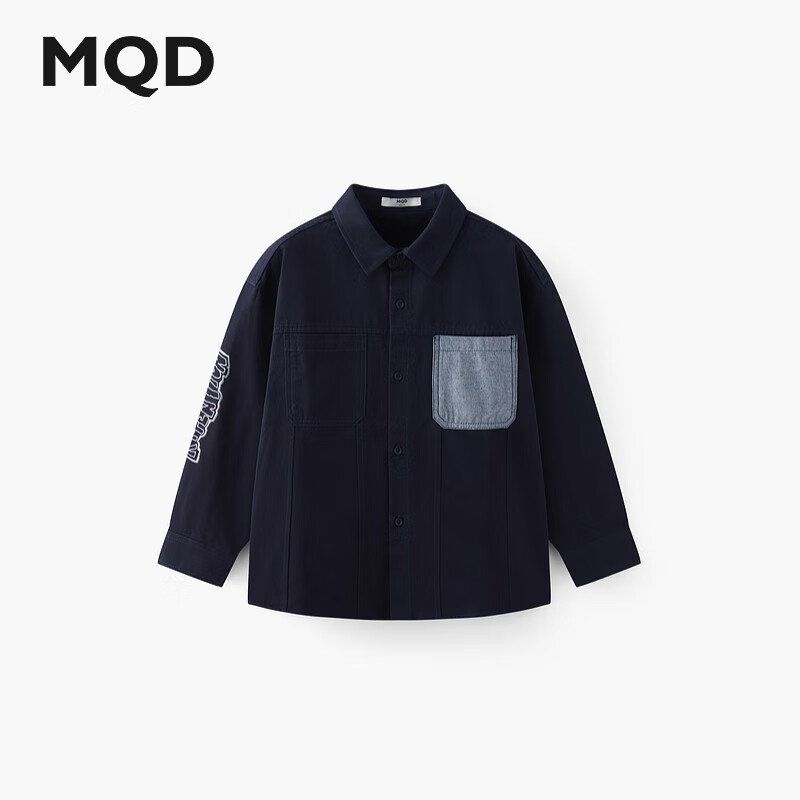 【MQD】童装男童牛仔衬衫冬装儿童加厚保暖翻领外套上衣