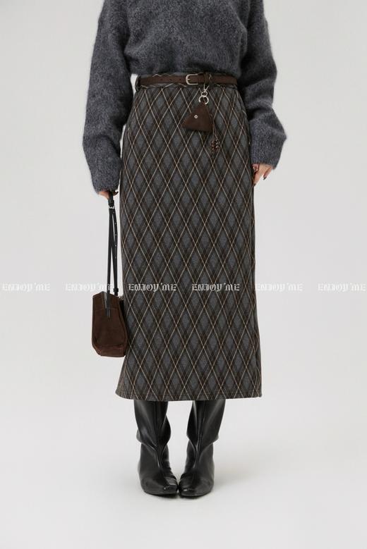 【门店同款】ENJOY冬季“暖冬知性”复古格纹半身裙 168643350 商品图0