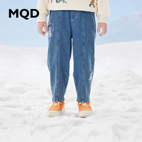 【秒】【专柜同款】MQD童装男童冬季中大儿童牛仔裤加绒长裤潮