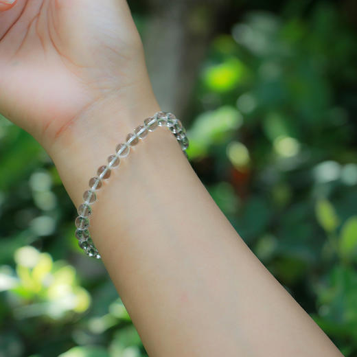 天然白水晶手串男女新款素圈圆珠透明文玩手链 商品图3